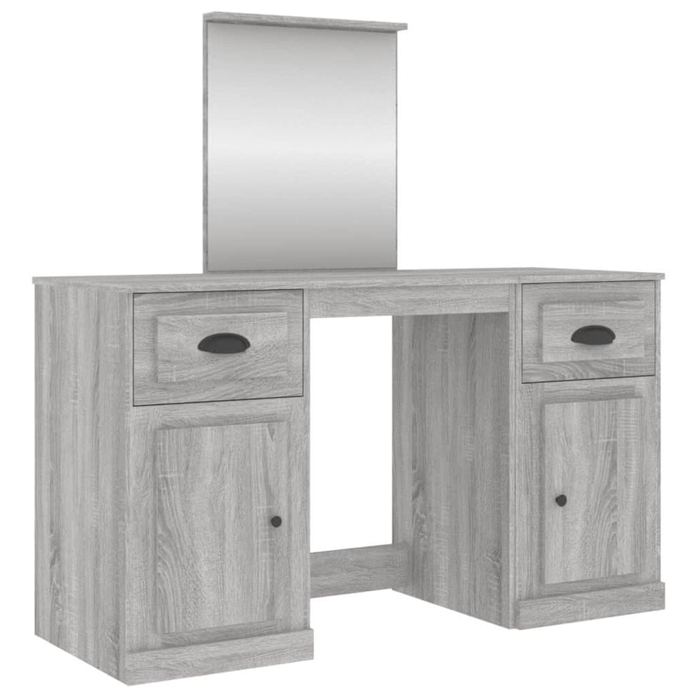 Vidaxl Toaletný stolík so zrkadlom sivý dub sonoma 130x50x132,5 cm